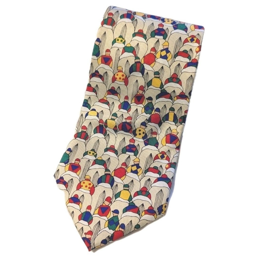 Alynn Men's To the Starting Gates 100% Silk Tie Horse Racing Jockey Made in USA - Picture 2 of 7